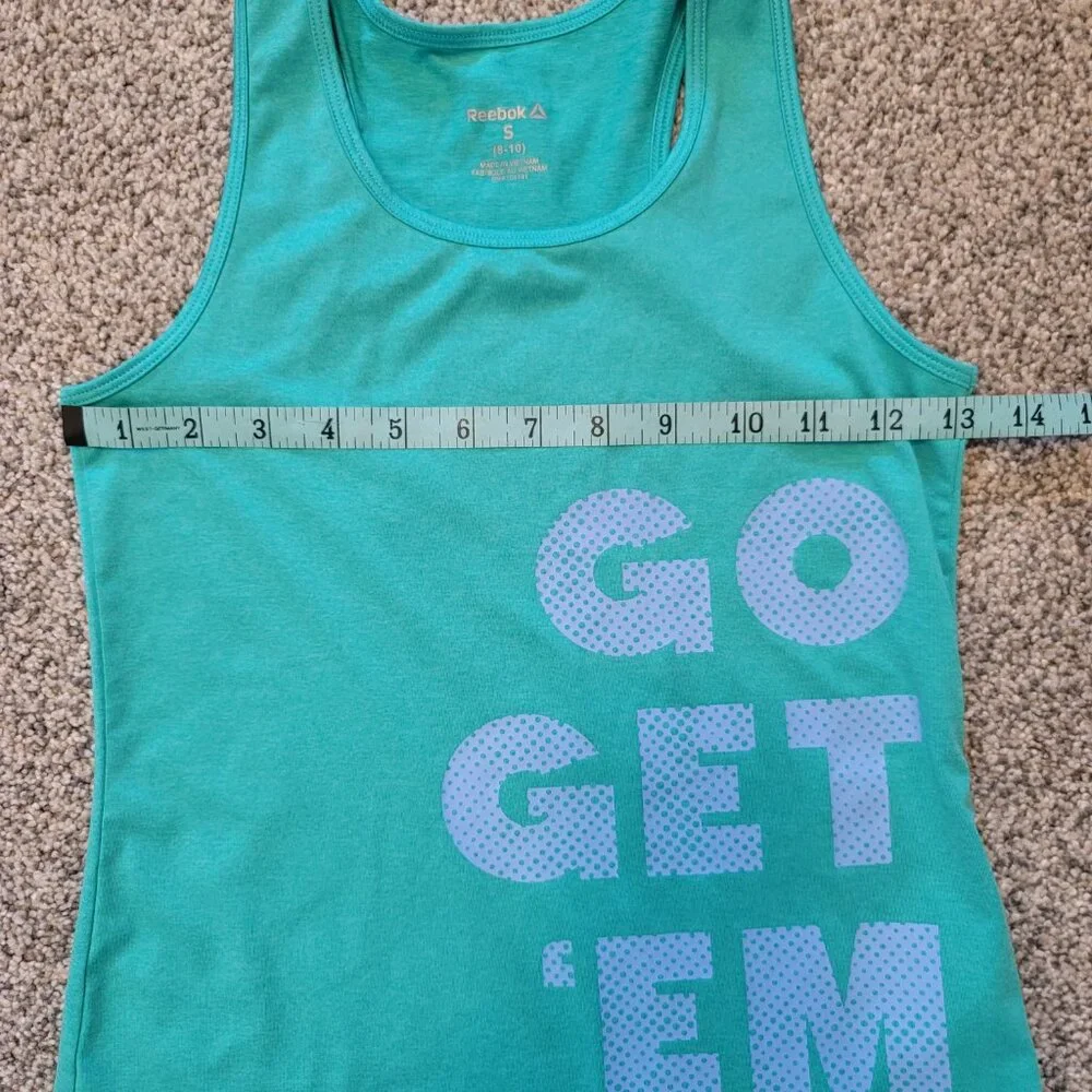 Reebok Girls Go get Em Green Tank top Small 8-10, Good Condition